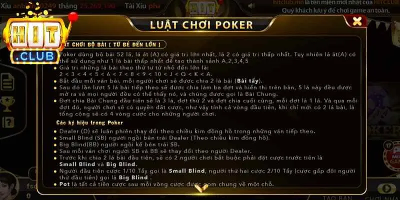 Giới thiệu chi tiết luật chơi Poker online